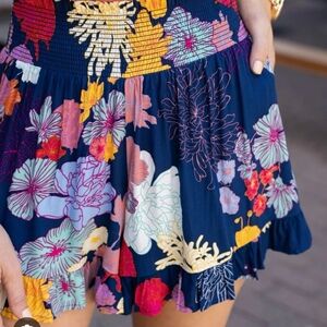 Grace and Lace Smocked Summer Shorts in Sketched Floral Print